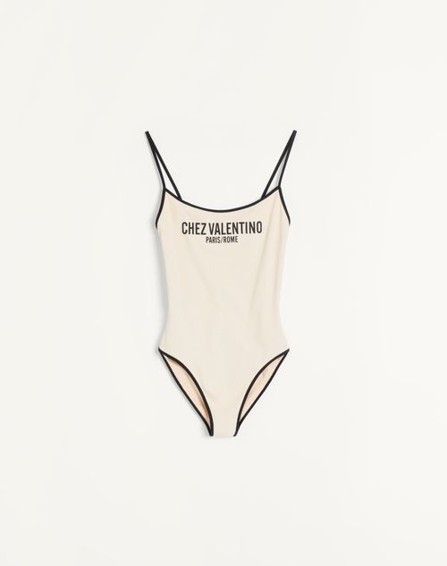 Valentino - Lycra Piqué Swimsuit - Birch/black - Woman - Beachwear